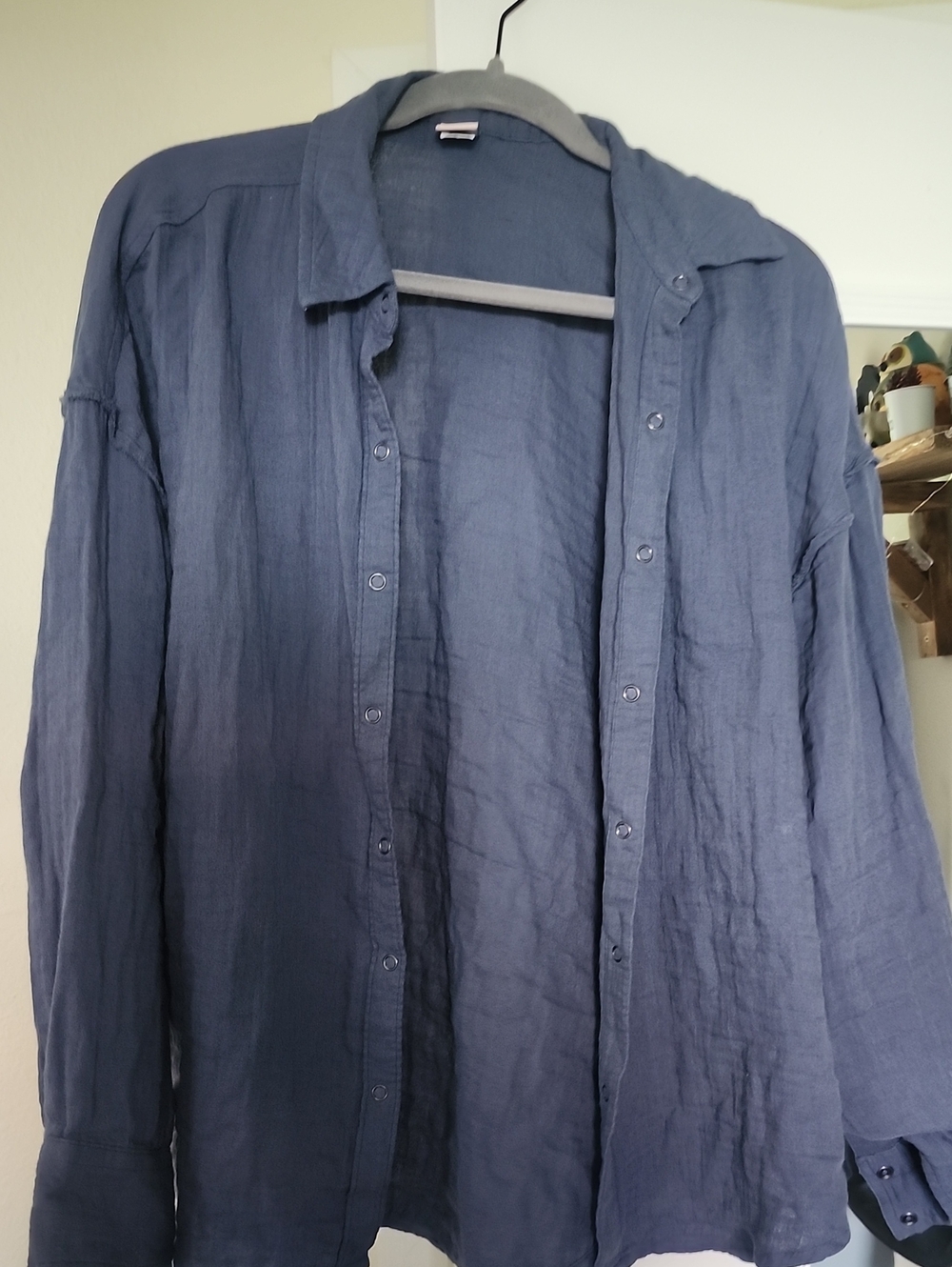 SO Women Junior Lightweight Button-Up Shirt Jacket in Slate Blue